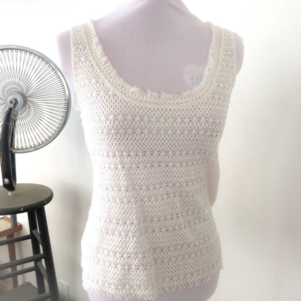 PAIGE Denim - White Lindsay Crochet Vest, Medium